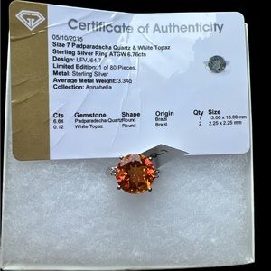 Padparadscha quartz & white topaz ring